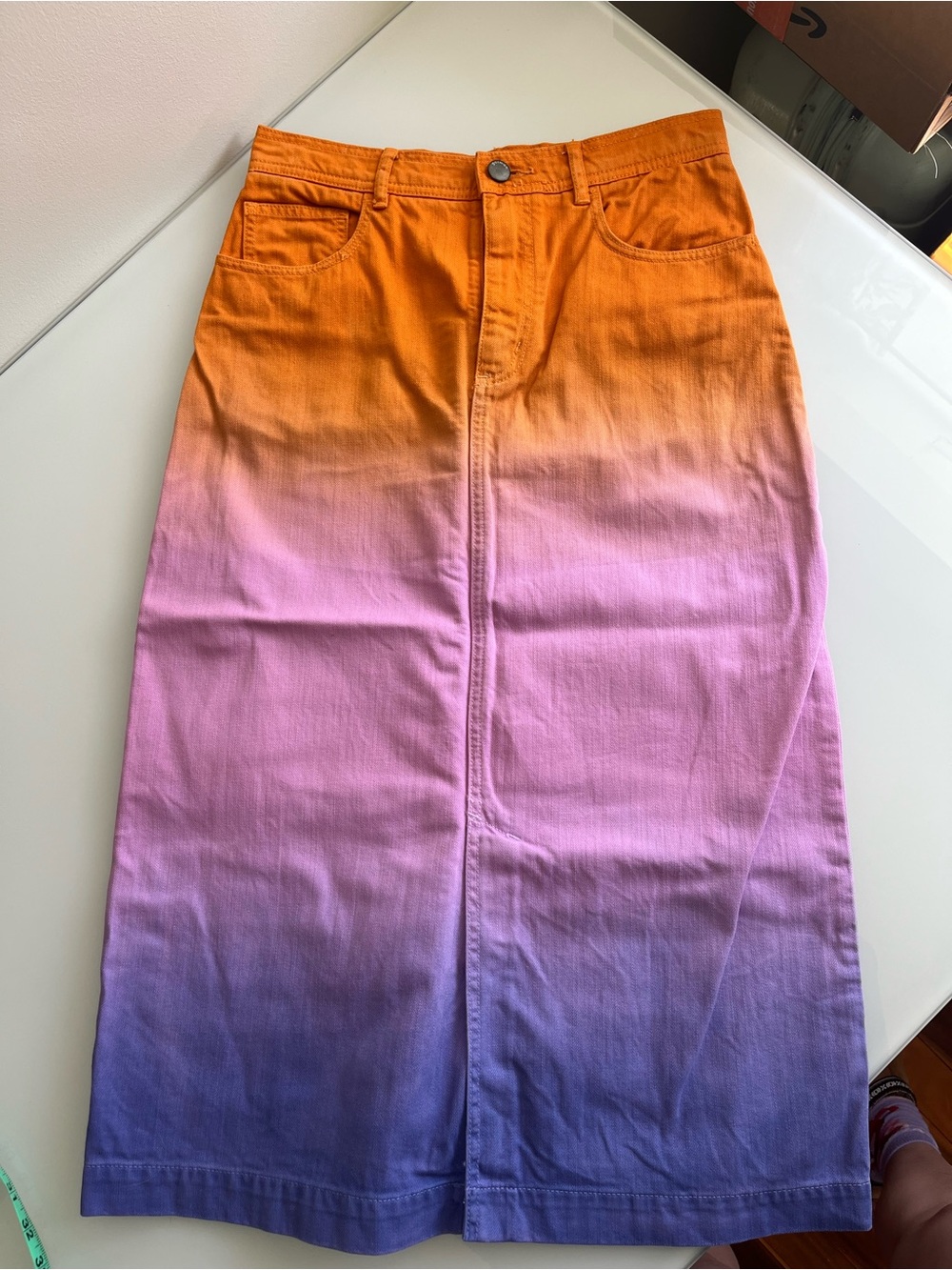 gorman Ombre Midi Skirt in Orange, Pink & Purple Gradient